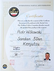 dyplom kenjutsu - International Martial Arts Federation